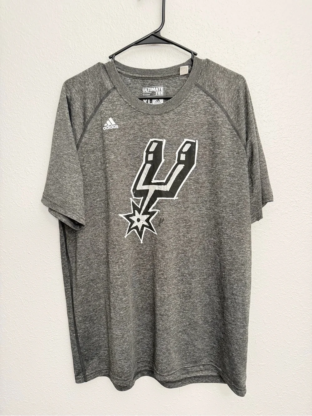 adidas Gray San Antonio Spurs Logo Short Sleeve Tee